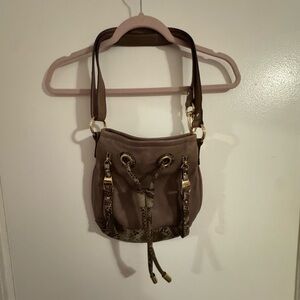 Vintage B. Makowsky Tan Shoulder Bag with Gold Details